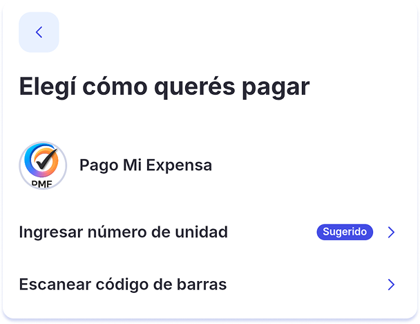 Métodos para pagar Pago Mi Expensa